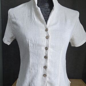 Chic Cream Button-Down Women's Shirt